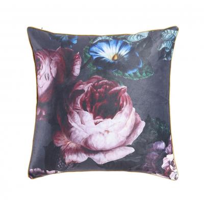 Platinum Marbella Charcoal Printed Velvet European Pillowcase 65x65cm | Charcoal